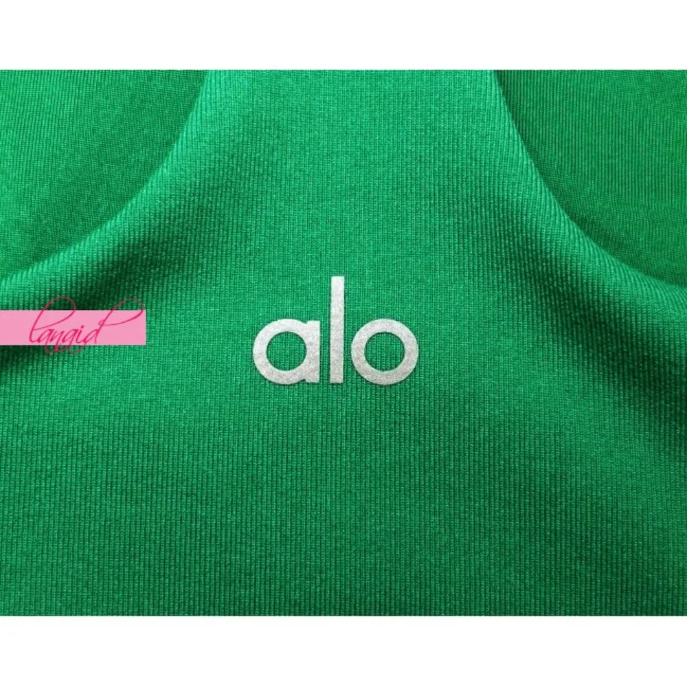 Alo Sleek Back Bodysuit Green Emerald Racerback Stretchy Scoop Neck Fitted Tank